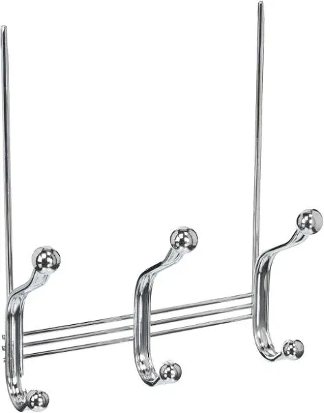 InterDesign 53070 Chrome Finish York Lyra 6 Hook Over The Door Rack