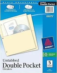 Avery Untabbed Double Pocket Dividers