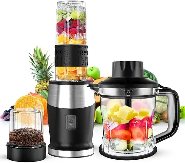 Blender and Food Processor Combo, Blender for Shakes and Smoothies, Personal Blender Small Blender, Suitable for Kitchen, Home, 700W Electric Blender with Mixer Grinder/Blender/Chopper