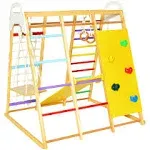 8-in-1 Indoor Wooden Jungle Gym Playset with Monkey Bars