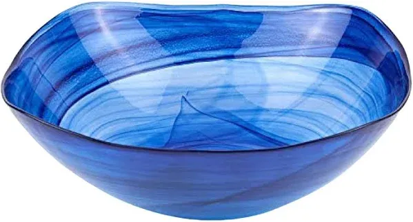 Badash Alabaster Square Glass Bowl, Cobalt Blue - 10"