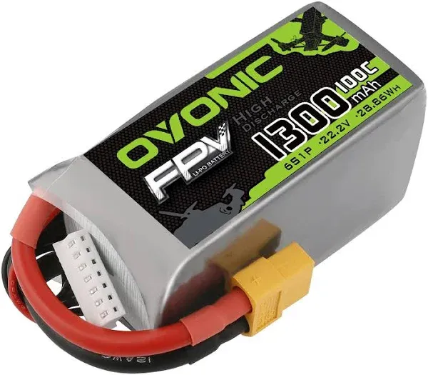 OVONIC 6S Lipo Battery 100C 1300mAh 22.2V Lipo Battery with XT60 Connector for RC FPV Racing Drone Quadcopter