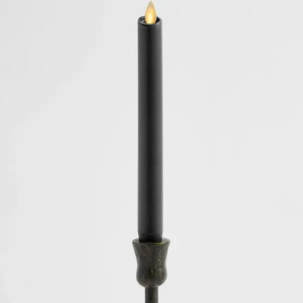 Pottery Barn Flickering Flameless Charcoal Taper Candle - 8"", Black