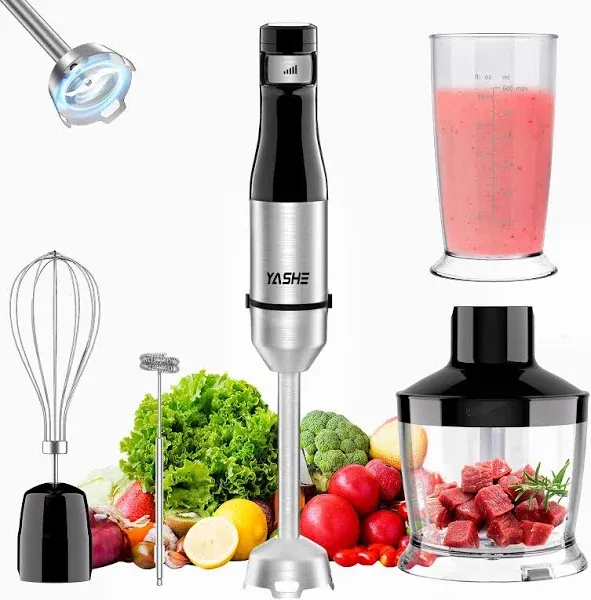 YASHE Immersion Blender Handheld 5 in 1 Hand Blender Continuously Variable Sp...