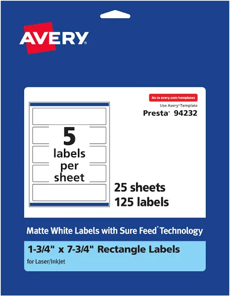 Avery Matte White Rectangle Labels