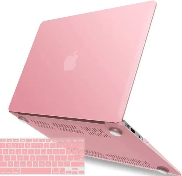 IBENZER Compatible with Old Version MacBook Air 13 Inch Case (2010-2017 Release). Models: A1466 / A1369, Plastic Hard Shell Case with Keyboard Cover for Mac Air 13, Pink, A13PK+1A