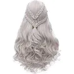 Mersi Silver Wigs for Women Costume Wig Long Braided Hair Wigs for Party Halloween ( Silver ) S039S