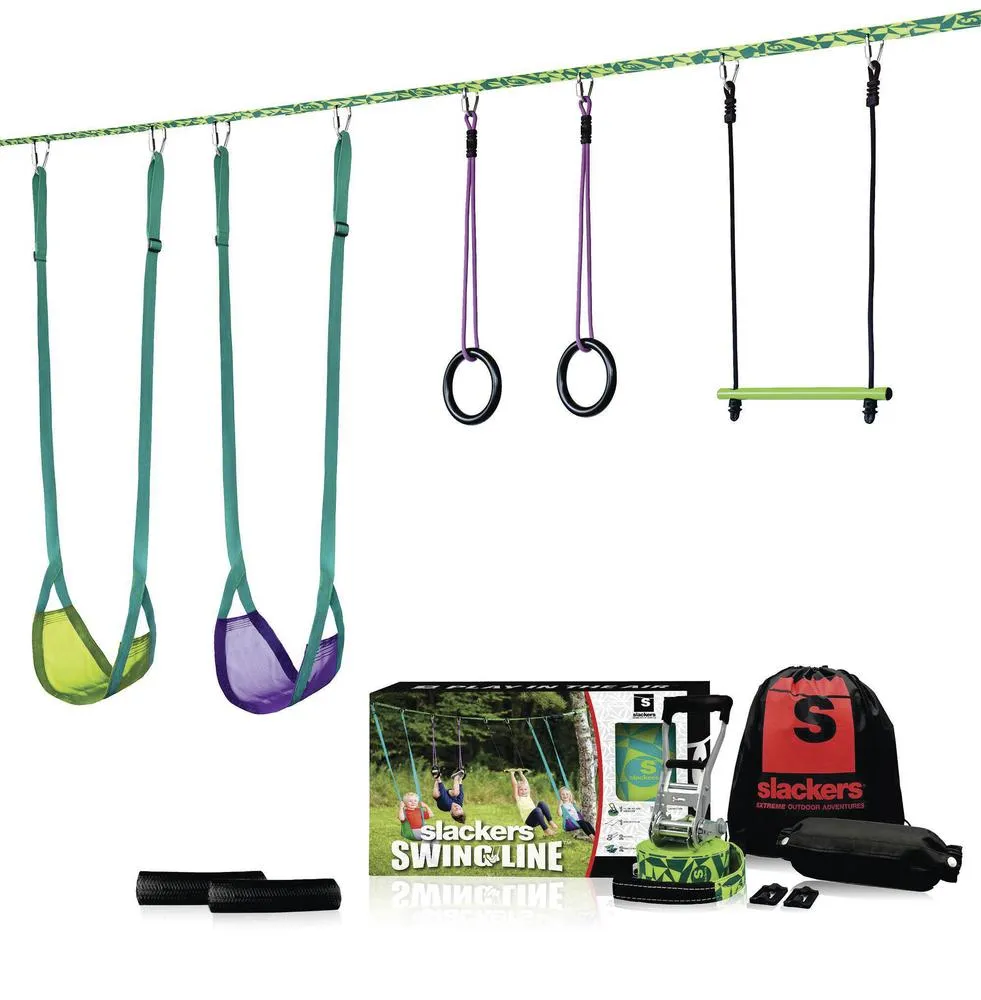 slackers Swing Line - Turn Healthy Trees Into The Perfect Backyard Swingset -...