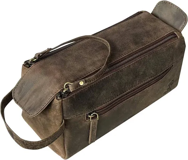 Leather Toiletry Bag for Men - Hygiene Organizer Travel Dopp Kit by Rustic Town