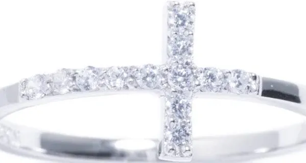 Sterling Silver Cubic Zirconia Cross Ring