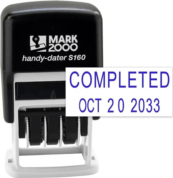 Mark 2000 Self-Inking Rubber Date Office Stamp with Entered Phrase Blue Ink & Date RED Ink (Handy-Dater S160), 12-Year Band