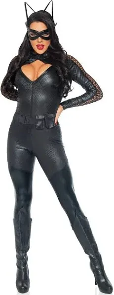 Cat Woman Costume Adult Superhero Catsuit Halloween Fancy Dress