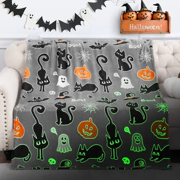 Halloween Decorations Blanket Gifts for Kids - 50&#034;x60&#034;, Grey 