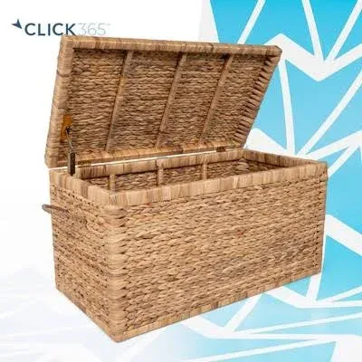 Click365 Storage Trunk Farmhouse Style Large Deep Woven Natural Wicker Chest