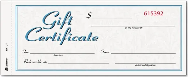 Quill Adams Gift Certificates Two Color Design 25/Pack