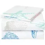 Beach Theme Sheet Set Twin, 3 Piece Starfish Jellyfish Coastal Summer Microfi...