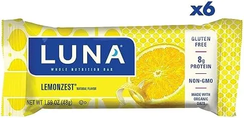 LUNA&#174; Bar Whole Nutrition Bar, Lemon Zest, 1.69 oz Bar, 15 Bars/Box ;