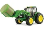 Big Farm John Deere 7330 with Front Bale Mover and Bale - 1