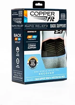 Copper Fit Rapid Relief 3-In-1 Hot/Cold Therapy Back Support One Size Adjustable