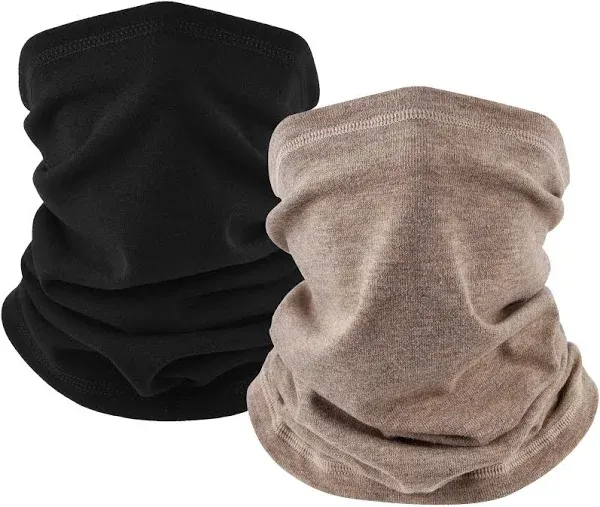 Neck Gaiter Warmer Fleece Ski Face Mask for Cold Weather Winter (Black)