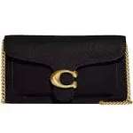 Coach Tabby Chain Leather Clutch Bag Black