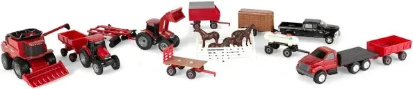 Case IH 20pc Farm Toy Tractor &amp; Wagon Play Set 1/64 Scale TOMY Toy