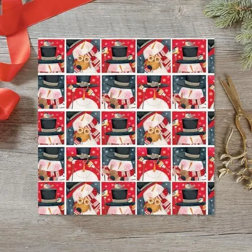 Current Snowman in Squares Christmas Rolled Wrapping Paper - Premium Jumbo 23-Inch x 32-Foot Gift Wrap Roll, 61 Square Feet Total