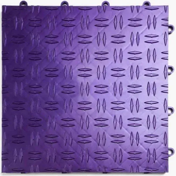 Big Floors GarageTrac Diamond, Durable Copolymer Interlocking Modular Non-Slip Garage Flooring Tile (24 Pack), Purple