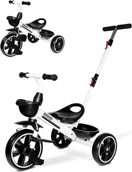 2-in-1 Toddler Tricycle for Ages 18 Months to 5 Years Old - Extended Push Han...