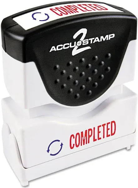 Accustamp2 Pre-Inked Shutter Stamp with Microban Red/Blue COMPLETED 1 5/8 x 1/2