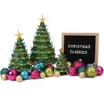 Milltown Merchants Ceramic Christmas Tree - Tabletop Christmas Tree with Lights - (11.5" Medium Green Christmas Tree/Multicolored Lights) - Lighted