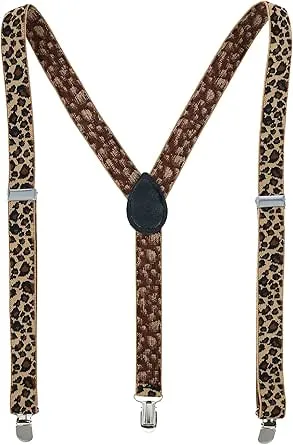 CTM Women's Leopard Print Clip-End Suspenders