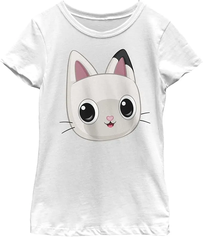 DREAMWORKS GABBY'S DOLLHOUSE Girl's Pandy Big Face T-Shirt T Shirt, White, X-Small US