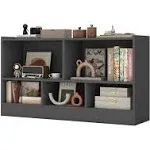 Kids 2-Shelf Bookcase 5-Cube Wood Toy Storage Cabinet Organizer Gray