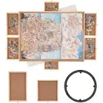 VEVOR 1500 Piece Puzzle Board with 6 Drawers and Cover 32.7 x 24.6 in. Rotating Wooden Jigsaw Puzzle Plateau