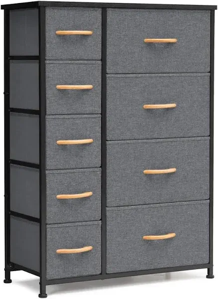 Crestlive Products Vertical Dresser Storage Tower 9-Drawer Chest Organizer Unit for Home Brown