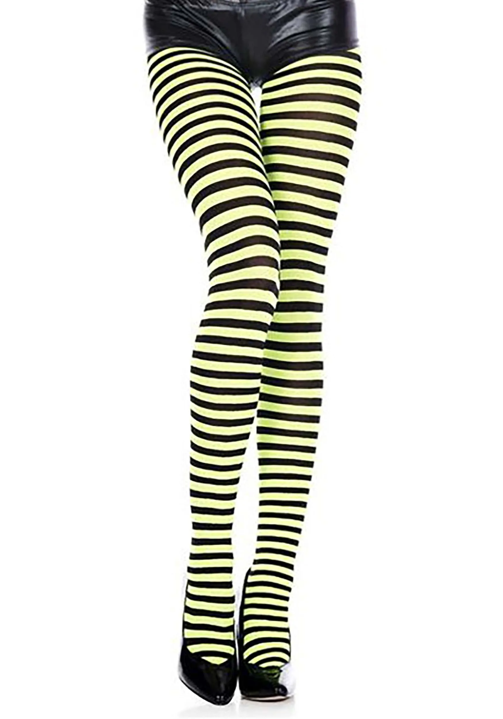 New Yellow Black Striped Tights Opaque Pantyhose Music Legs 7471 One Size