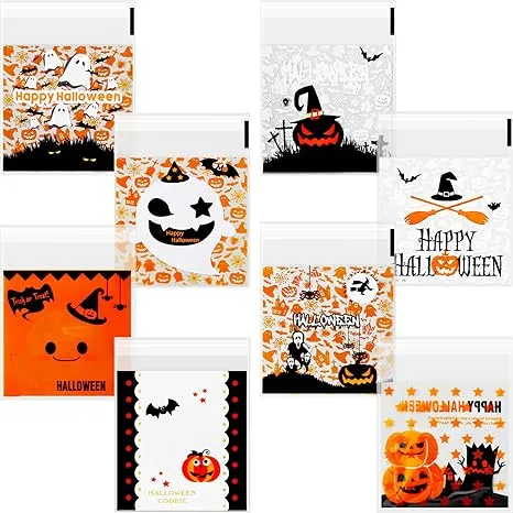 Gejoy 400 Pieces Halloween Self Adhesive Candy Bag