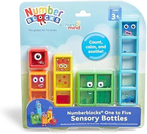 hand2mind Numberblocks One to Five Sensory Bottles, Number Toys, Toddler Counting Toys, Calming Sensory Toys, Calm Down Corner Supplies, Social Emotional Learning, Stocking Stuffers for Kids 3-5