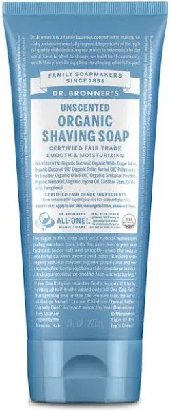 Dr. Bronner’s Lemongrass Lime Organic Shaving Soap, 7 fl. oz. New 