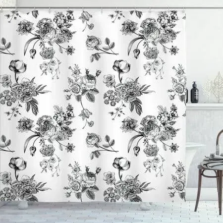 Ambesonne Vintage Floral Pattern Shower Curtain