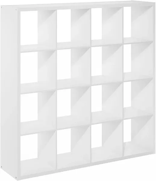 Furinno Cubicle Open Back Decorative Cube Storage Organizer, 16-Cube, White