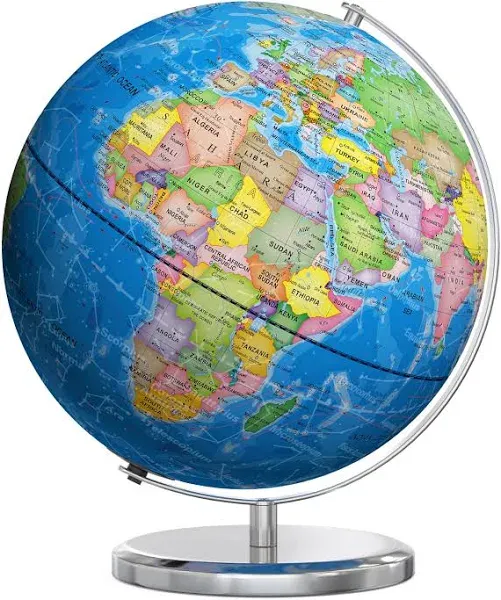  13&#034; World Globe with Stand, Illuminated Educational Globes with 13&#034;-Blue-LED