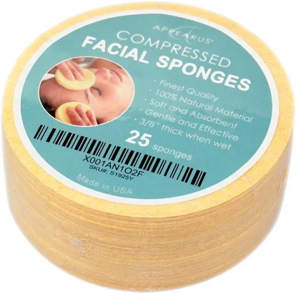 Appearus 50 Compressed Natural Cellulose Facial Sponges Made in USA - S1901Wx 0.5