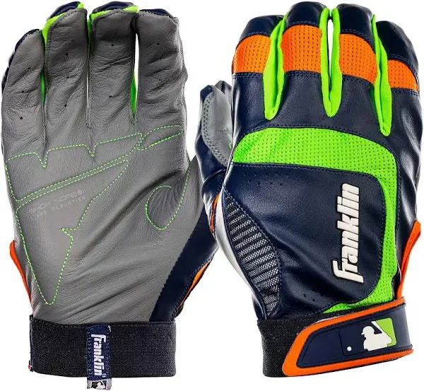 Franklin Sports Shok-Sorb Neo Batting Gloves - Youth - Gray/Navy/Lime