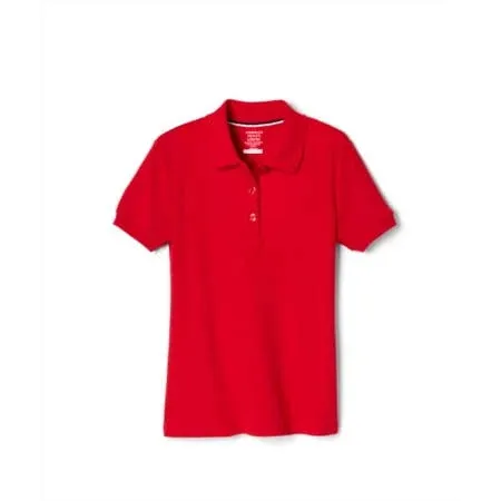 NEW FRENCH TOAST girls short sleeve interlock polo with picot collar in red