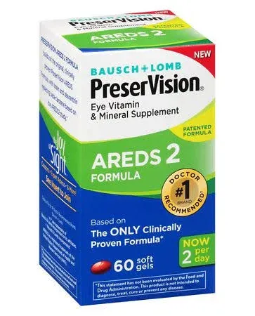 Bausch &amp; Lomb Preservision Areds 2 Formula Eye Vitamin and Mineral Softgels - 60 ct