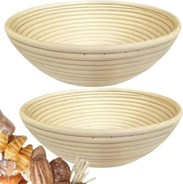 10 Inch Round Bread Banneton Proofing Basket Set of 2 – Bread Baking Kit Sour...