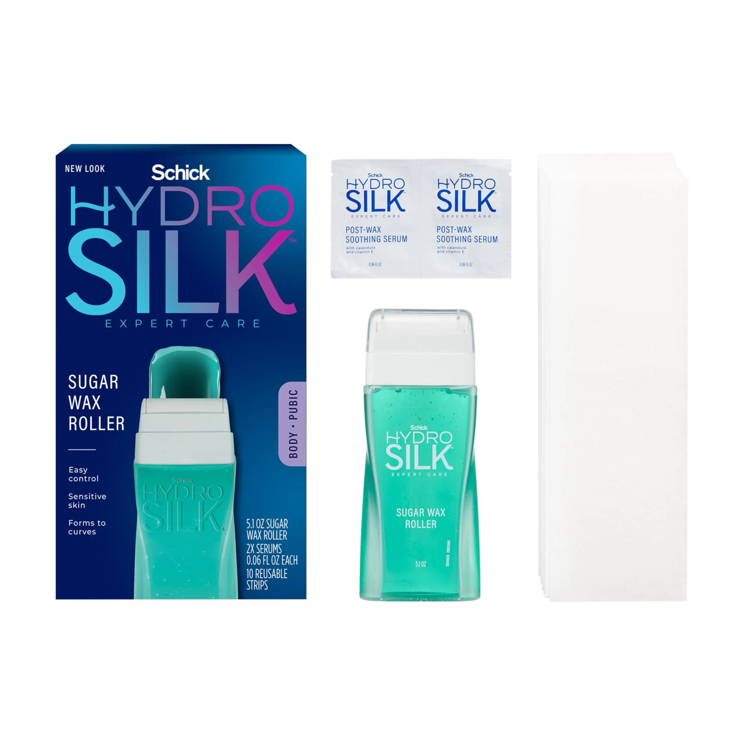 Schick Hydro Silk Easy Control Body + Pubic Sugar Wax Roller Kit