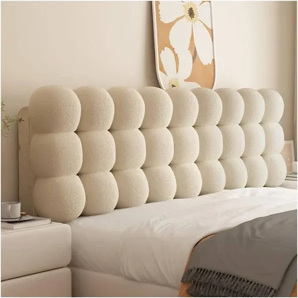 Headboard Pillow Upholstered Wall Panels,Wall Mounted Headboard,Support Bolster Cushion,for Sitting in Bed Reading and Resting Bedroom Living Room (Creamy White,53in*24in)